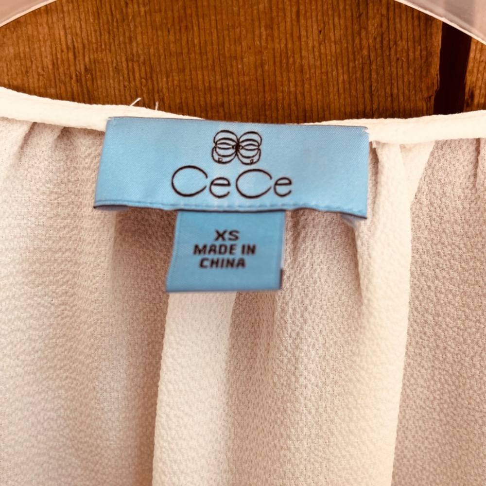CeCe Women's Drop Shoulder Wide Neck Ruched Blouse Color: New Ivory Size XS - Picture 9 of 16